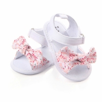 Non-slip Infant Crib Shoes with Bowknot and Floral Design for Baby Girls
