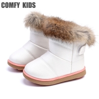 Winter Warm Plush Baby Girls Snow Boots Shoes Pu Leather Flat With Baby Toddler Shoes Outdoor Snow Boots Girls Baby Kids shoes