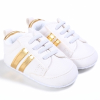 Unisex Lace-up Soft Sole Crib Shoes for Babies - PU Material, Casual and Comfortable Prewalker Shoes.