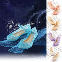 Blue Princess Jelly Sandals for Girls' Cosplay, Parties and Dancing with Crystal Embellishments