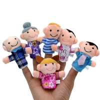 6 PCS finger Puppets soft kids family  hand educational bed story learning Fun Pigs girls glove toys boysfinger dolls