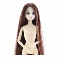 20-jointed 30cm nude female doll with big blue 3D eyes, fashionable hair and movable body - perfect toy for girls.