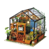 Robotime Miniature Dollhouse with Furniture and Lights - Kathy's Flower House - DIY Gift for Kids and Adults