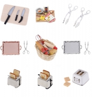 Microwave Food Bread Cooking Board Knife Chopping Block 1: 12 1:6 Scale Miniature For Doll House Pretend Play Kitchen Toy