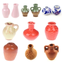 Miniature Ceramic Vases for Dollhouse Decor - Set of 1/2/4 (1:12 Scale)