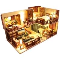 Cutebee DIY DollHouse kit Wooden Miniature Dollhouse Doll House with Furniture Led Lights Toys for Children Christmas Gift