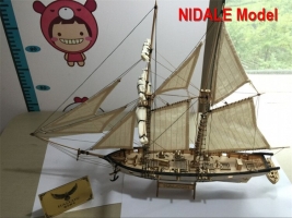 Luxury Sailboat Model Kit - Halcon 1840 CNC Brass Cannons & English Instructions Included.