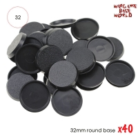 40x Miniature Bases - 32mm Round - Plastic