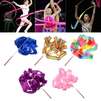 Colorful 4m Gymnastics Ballet Ribbon Streamer Stick for Kids Girls Outdoor Activities.