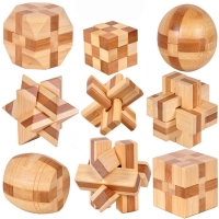 New Design IQ Brain Teaser Kong Ming Lock 3D Wooden Interlocking Burr Puzzles Game Toy Bamboo Small Size For Adults Kids