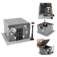 City Prison Model Building Block Set with Military Ward, Police Cell, Street Lamps, Beds, and Toilets - D136 Bricks