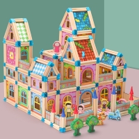 Wooden Building Blocks Set - 128/268 Pieces - Educational Toy for Kids