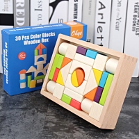 30-Color Wooden Building Blocks for Kids: Educational Toy in a Box.