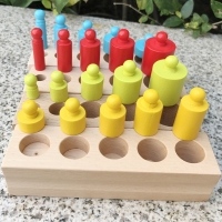 Montessori Wooden Cylinder Blocks - Set of 4 for Baby's Sensory Development and Motor Skills Training. Great for Montessori Families.