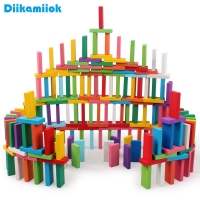 100pcs/set Kids Wood Toy Colorful Domino Game Building Blocks Baby Color/ Shape Learning Educational Wooden Toys for Children