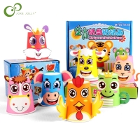 Kids Animal Paper Cup Sticker DIY Material Kit - Set of 12 for Kindergarten, School and Educational Crafts