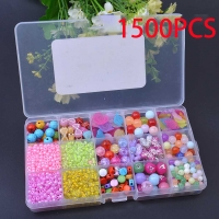 15 Grid Kids Girls 340Pcs-1500Pcs Colorful Acrylic Beads Set for Jewelry Making DIY Craft Bracelets Necklaces Educational Toys
