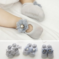 3 Pairs/Lot Lace Flower Newborn Baby Socks Cotton Anti-Slip Kids Floor Socks Bow Baby Girl Socks Spring Summer Girls Gift sokken