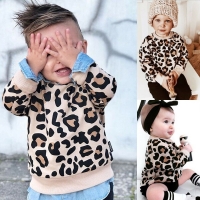 1-7 Years Toddler Baby Leopard Print Sweatshirts Round Neck Long Sleeve Casual Fashion Pullover Clothes Soft And Comfortable