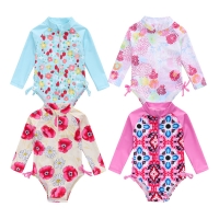 Cute Floral One-Piece Swimsuit for Toddler Girls - Long Sleeve