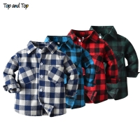 Top and Top Spring Autumn Fashion Baby Boy Long Sleeve Cotton Plaid Shirt Casual Turn-down Classic Kids Gentleman Blouses Tops