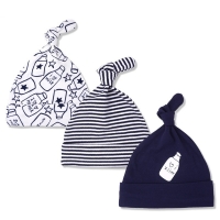 Set of 3 Printed 100% Cotton Baby Hats for 0-6 Months with Dropshipping Option (KF268)