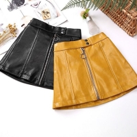 Girl's Faux Leather Suspender Skirt for 4-15 Years Old