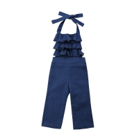 Hot Toddler Kids Girls Denim Ruffles Overalls Bib Pants Romper Jumpsuit Playsuit Clothes Size 2-6T