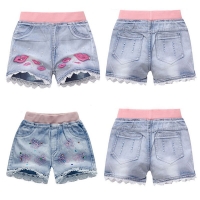 Teenage Girls' Lace Denim Shorts for Summer Beach Wear
