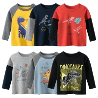 Cartoon Dinosaur Boys Long Sleeve T Shirt For 2-9Years Old Cotton Children Kids Boys Tops Tees T Shirt Spring Autumn Cotton