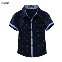Anchor Print Cotton Summer Shirts for Boys (Ages 3-14) - Short Sleeved.