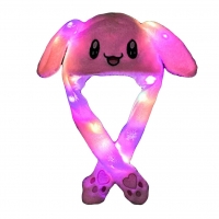 2020 Kids Cute Plush Rabbit Pinching Bunny Ear Hat Children Can Move Lighted Cap Toy Gift for Kids Girls Girlfriend Accessories