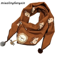 Kids' Cotton Lion Scarf for Autumn/Winter - Fashionable Triangle Neckwear for Toddler Boys and Girls