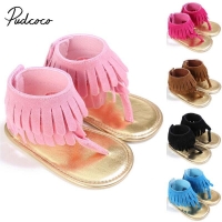 2018 Brand Fashion Casual Newborn Toddler Baby Girls Summer Sandals Solid Tassel Flat With Heel With 5 Style 0-18M
