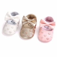 Cute Leather Heart Print Baby Shoes for 0-18 Months Old Girls and Boys, Soft Sole with Hook - 3 Styles Available!