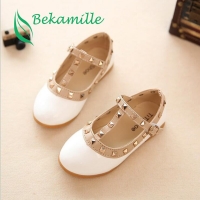 Bekamille 2021 New Girls Sandals Kids Leather Shoes Children Rivets Leisure Sneakers Hot Girls Princess Dance Shoes