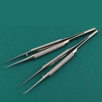 0.15mm Pointed Stainless Steel Microscopic Tweezers for Eye Surgery with Round Handle