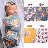 PUDCOCO  Newborn  Floral Snuggle Swaddle Blanket Baby Boys Girls Sleeping Bag Wrap Headband Cloth  0-3M