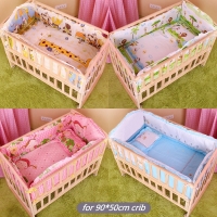 5PCS Infant Baby Bedding Set Cotton Baby Crib Bedding Set Boy Girl Kids Crib Bumper Baby Cot Sets Baby Bed Bumper 90x50cm CP01S