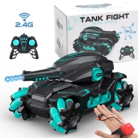New RC Water Bomb Tank 2.4G 4WD Gravity Watch RC Vehicle With Light&Music 360° Rotate Stunt Car Battle Shoots Toys For Boys Kids