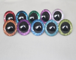 20pcs---9-12-14--16-18- 20 -24--30-35mm clear 3D glitter eyes plastic safety toy eyes long stem + glitter fabric + washer