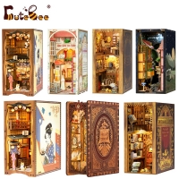 CUTEBEE DIY Book Nook DIY Miniature House Kit with Furniture and Light Eternal Bookstore Book Shelf Insert Kits Model for Adult