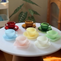 1:6 doll house mini model furniture accessories Glass texture tea cup saucer/ coffee cup eight piece set