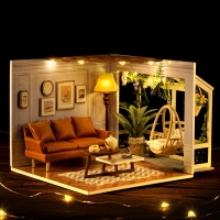 Diy Doll House Furniture Light Cover Dollhouse scene hut Casa Miniatures Children For Toys Birthday Christmas New Year Gifts