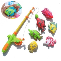 Children's 7pcs/Set Magnetic Fishing Parent-child interactive Toys Game Kids 1 Rod 6 3D Fish Baby Bath Toys outdoor toy