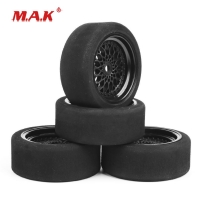 1/10 Scale Sponge Tires and Wheel Rims with 3mm Offset and 12mm Hex fit RC HSP HPI On-Road Racing Car Model Toys Accessory