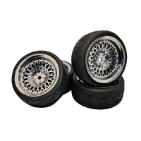 1/10 Rim 12mm Rubber Tire Wheel Set Model 4pcs CLSSM + PP133 Fit 1:10 RC On Road Car