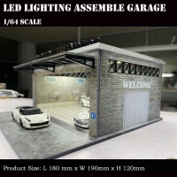 Assemble Diorama 1/64 LED Lighting Garage Model Car Parking Station Display Collection Gifts - Grey