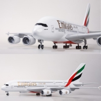 1/160 Scale 45.5cm Airplane Model 380 A380 UAE Airline Aircraft Toy with Light & Wheel Landing gears Diecast Plastic Resin Toy