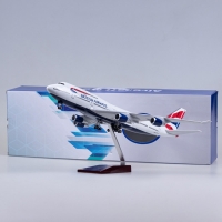 47cm airplane model toys B747 British Airways aircraft model with light and wheel 1/150 scale diecast resin alloy plane